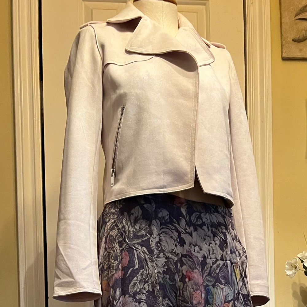 Anthropologie Very Pale Pink Faux Suede Jacket Size XS